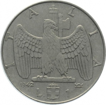 Italien 1 Lira 1942 - XX